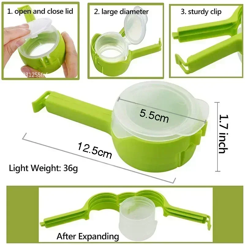 Food Preserving Bag Closure Clip Oat Dispense Spout Snack Bag Clip Moisture Seal Clip Fresh Keeping Sealer Clamp Kitchen Gadget - Image 6