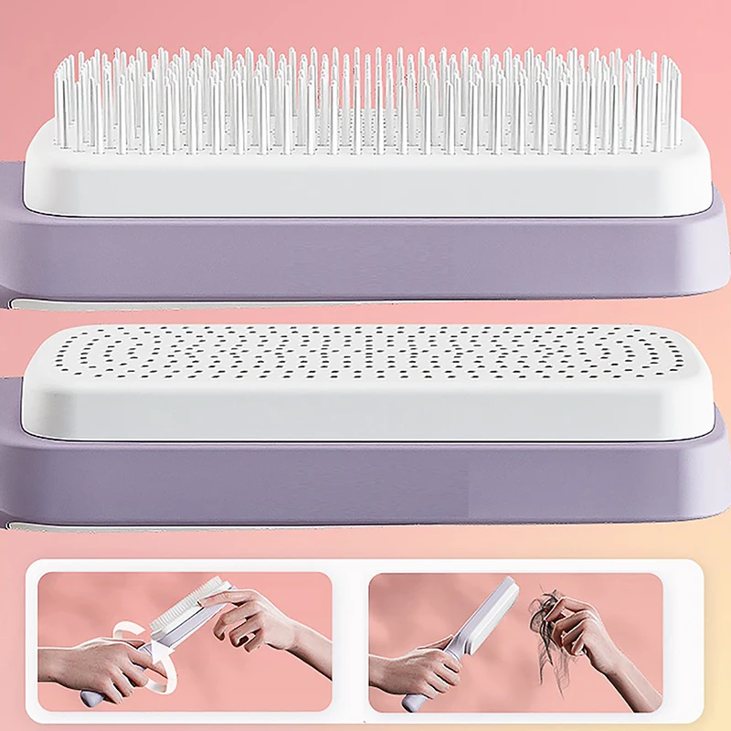 Self Cleaning Hairbrush Women Hair Brush One-key Cleaning Hair Loss Airbag Scalp Massage Comb Anti-Static Hairbrush - Image 3
