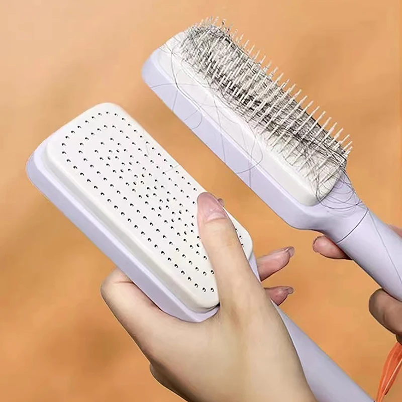 Self Cleaning Hairbrush Women Hair Brush One-key Cleaning Hair Loss Airbag Scalp Massage Comb Anti-Static Hairbrush - Image 2